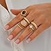 14K Gold Plated Stackable Knuckle Rings Set for Women Trendy Chunky Simulation Gemstone Signet Rings Dainty Midi Finger Rings Pack Aesthetic Statement Jewelry for Bridesmaid Wedding Gifts (6 Pcs Gold)