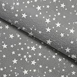 Anti Pill Stars Polar Fleece Fabric by The Meter Machine Washable (Grey Star, Half Meter)