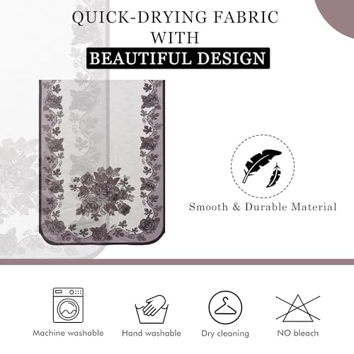 Image of Kuber Industries Sofa Cover | 2+1 Sofa Cover Set | 36x72 Inch | Sofa Cover for Living Room | Net Sofa Slipcover Set | Couch Cover | Blaze-Rose Digital Embroidery Print-640 | Large | Brown
