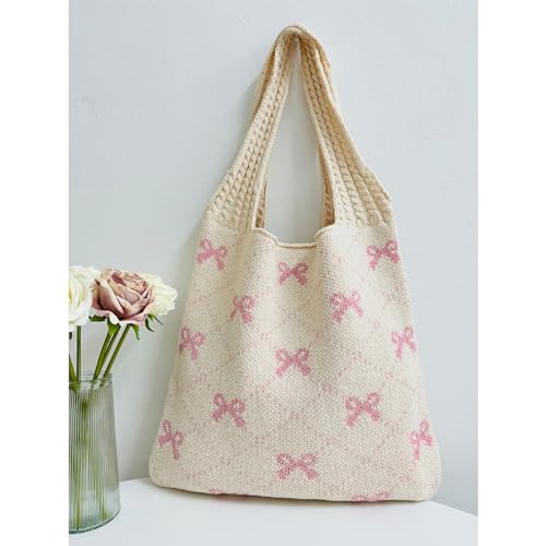 Image of Ovida Crochet Tote Bag Mesh Beach Bag Fairycore Hobo Bag Fairy Grunge Aesthetic Shoulder Bag Y2k Purse for Women Girls