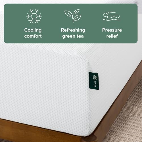 Image of Zinus 10 Inch Green Tea Cooling Memory Foam Mattress [New Version], Twin, Fiberglass Free, Medium Firmness, Cooling Gel Foam, Certified Safe Foams & Fabric, Mattress in A Box