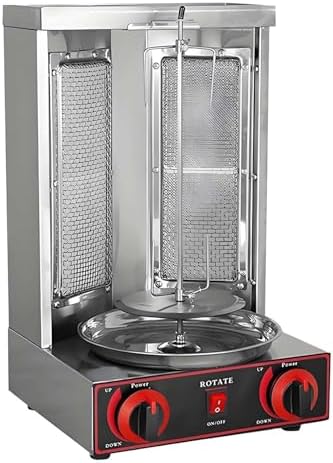 360° Vertical Rotisserie Grill & Shawarma Oven - Stainless Steel Kebab Maker with Adjustable Temperature 122-572°F for Home & Commercial Use - Perfect for Restaurants & Parties