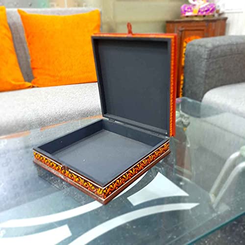 Image of Apka Mart The Online Shop Wooden Jewellery Box Organizer | Multi-Purpose Jewelry Boxes - for Earrings, Necklace, Rings, Makeup, Dressing Table Decor & Gifts - 10 Inch (Wood, Multicolor)