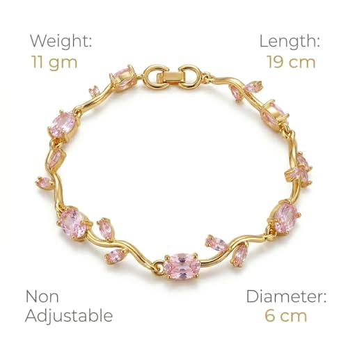 Image of 18K Gold Plated Stylish Chain Bracelet for Women & Girls | Trendy Unique Diamond Tennis Charm Link Tulip Everyday Instagram Viral Jewellery