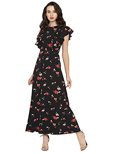 Image of Rare London Women's Polyester A-Line Maxi Casual Dress