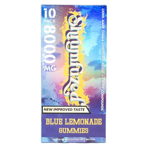 Shrumfuzed Proprietary Nootropic Gummy 8000mg - Now with New Improved Taste - Lion's Mane, Reishi, Chaga, and Cordycep Nootropic Mushroom Blend (10, Blue Lemonade)