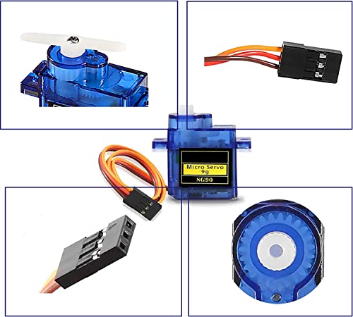 Image of REES52 2X Pcs SG90 Micro Servo Motor Mini Servo SG90 9g Servo Kit for RC Helicopter Airplane Car Boat Robot Arm /Hand /Walking /Servo Door Lock Control with Cable