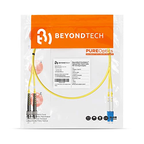 Image of ST to ST Fiber Patch Cable Single Mode Duplex - 3m (9ft) - 9 /125 OS1 - Beyondtech PureOptics Series