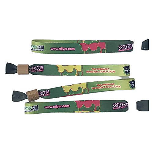 SRF Pulseras de Tela Personalizadas - Pack de 50 unidades Impresas con tu diseño propio - Ideales para cualquier evento