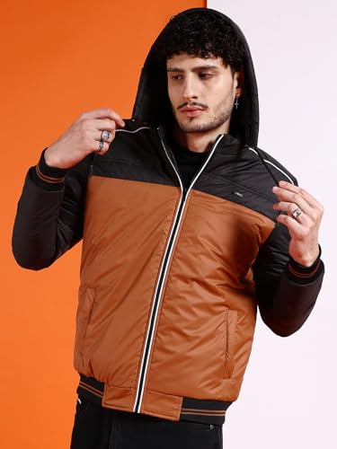 Image of The Indian Garage Co Men Regular Fit Colourblocked Bomber Jackets