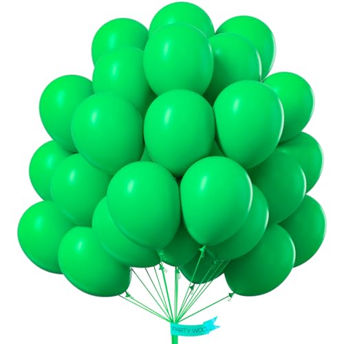 Image of PartyWoo Green Balloons 50pcs Green Latex Helium Balloons 12 Inch