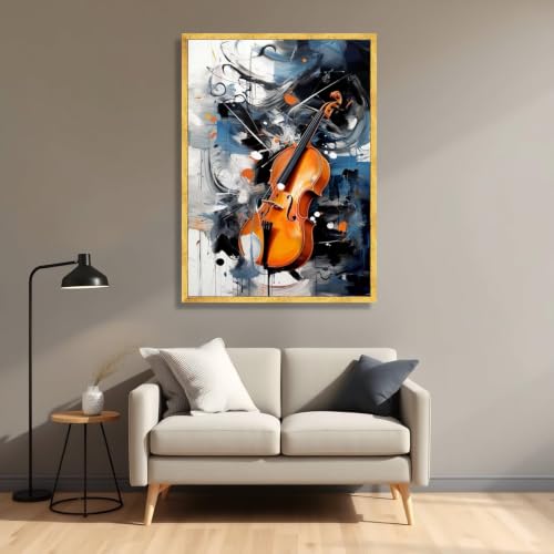 Cuadro abstracto de violín sobre lienzo, póster de música moderna de 20x30cm sin marco 4