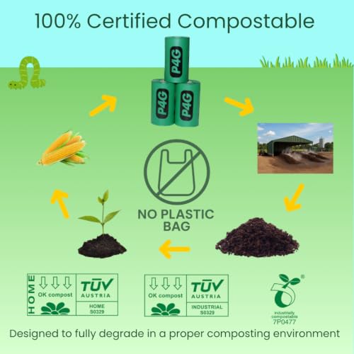 Image of 100% Certified Home Compostable Poop Bags (135 Count 9 Rolls), Plant Based, Extra Thick (20 Micron), Leak Proof, Unscented Standard Size 9 X 13'', ASTM D6400 & EN 13432 Compliant