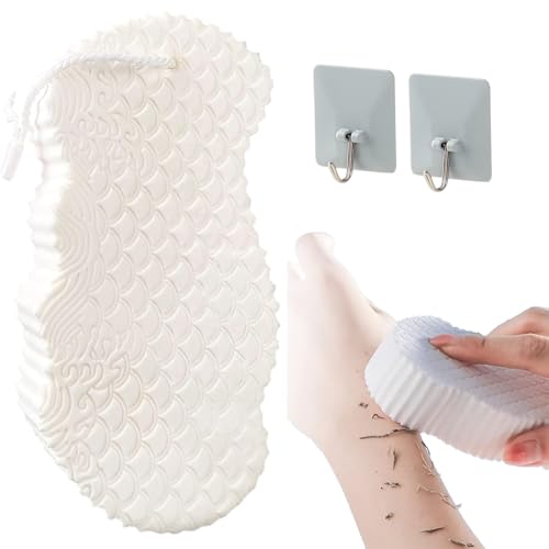 Magic - Esponja de baño exfoliante, 3D ultrasuave, elimina profundamente la piel muerta, reutilizable, adecuada para adultos y niños (blanco)