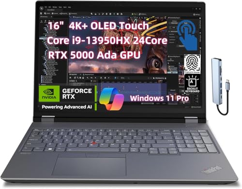 NewLenovo ThinkPad P16 Gen 2 Mobile Workstation (16″ WQUXGA 4K+ OLED Touch Screen,Core i9-13950HX 24Core, 128GB RAM 4TB SSD, RTX 5000 Ada) Laptop for Engineer Designer Architect, AI PC Win 11 Pro