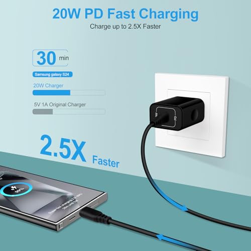 Image of Android Fast Charging Block for Motorola razr 2025 /Edge 2024,Moto G Stylus 2025,G Power (2026),razr 50 Ultra,20W USB C Wall Charger Brick Type C Charging Plug for Samsung Galaxy Z Flip 6 /A15 /A35 /S24