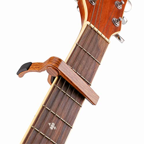 image for KingPoint Guitar Capo,Wood Grain Metal Capo,Single-handed Guitar Capo,