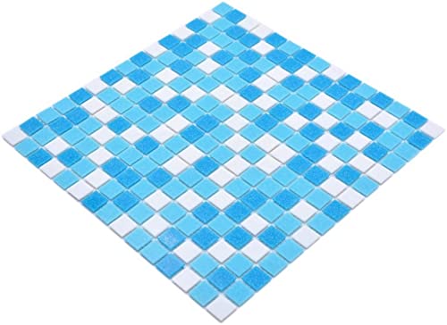 Mosaico Vetro Bianco/Blu Per Piscine E Bagni - Classic Mix 20x20 Cm - Foto 5