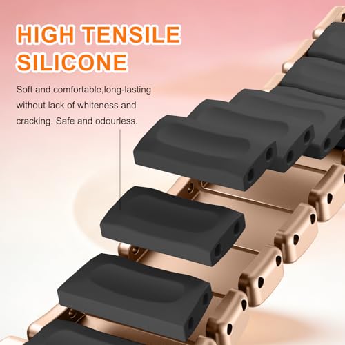 Image of Magnetic Slim Metal Band Compatible with Apple Watch Bands for Women Series 11 10 46mm 45mm 44mm 42mm SE 9 8 7 6 5 4 38mm 40mm 41mm 3 /2 /1,Luxury Stainless Steel Strap Silicone Link For iwatch