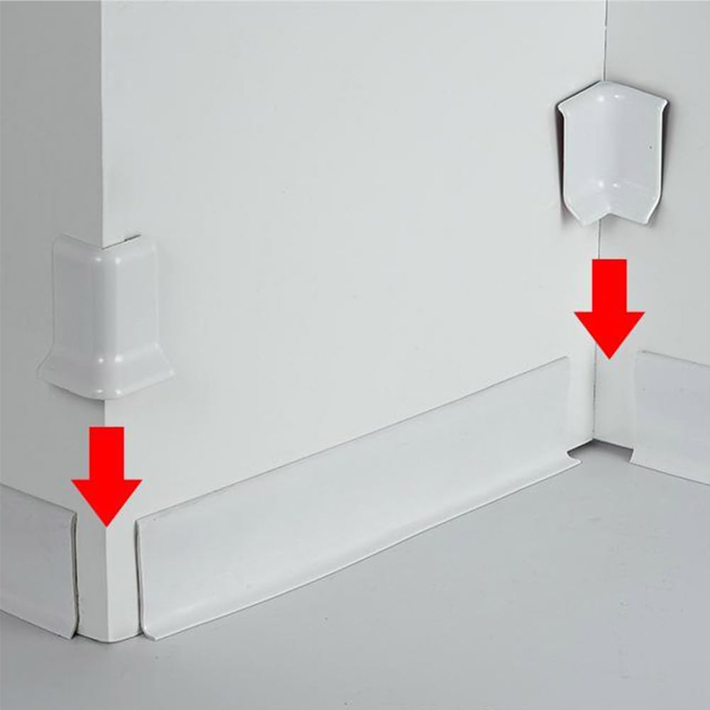 Set di blocchi angolari per battiscopa, 10 cm di altezza, base a parete, connettori angolari interni ed esterni, per migliorare la casa (L bianco)