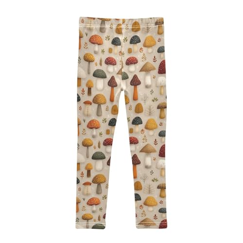 Girls Leggings Cute Mushrooms Leaves Soft Toddler Leggings for Girls Kids Pants Size 4T-10T2