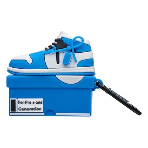 Awesometik AIRPODS PRO 1st-2nd Generation Shoes Case Cover with Keychain, Cute 3D Shoes Box Case Compatible with AIRPODS PRO Case 2nd/1st Gen, Scratch-Proof (Blue) Cover