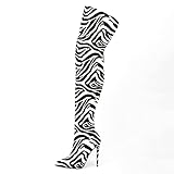Gummisohle Frauen Spitze Zehe über das Knie Stiefel, hohe Ferse Kniehohe Stiefel, Stiletto Heels Oberschenkel hohe Stiefel, Mode Herbst Winter Lange Stiefel,Zebra Pattern,46