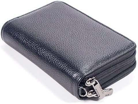 Borsa Portachiavi in Pelle, Porta Monete, Porta Carte, Doppio Strato, Doppia Cerniera, per Uomo e Donna, Grande capacità