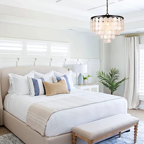 ALICE HOUSE 18.2" Capiz Shell Chandeliers for Dining Room, Antique Bronze Finish, 5 Light Pendant Light for Kitchen, Entryway, Bedroom and Bathroom, ETL Listed, AL1701-P5 - Image 5