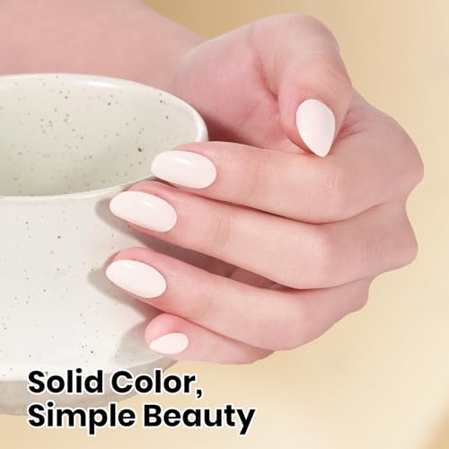 Image of Beetles White Gel Nail Polish - Creamy Hush 15ML Full Size /0.51Fl Oz, HEMA-Free Milky Gel Polish, Same Color Bottle, Soak Off UV LED Lamp French Nails Art, Manicure Salon DIY