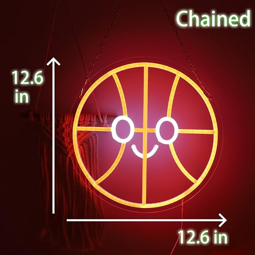 Image of Basketball Neon Sign Basketball Neon Light LED Neon Sign for Wall Decor Dimmable LED Neon Light for Bar Restaurant Music Concert Man Cave Wall Art 12.6 * 12.6IN