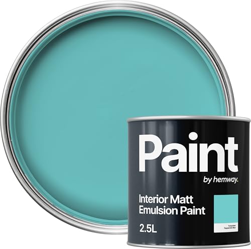 Hemway Peppermint Blue Paint 2.5 L, Indoor Matt Finish, One Coat, Wall Paint, Acrylic & Water-Based Emulsion, Quick Dry & High Coverage for the Kitchen, Bathroom & Bedroom Walls & Ceiling