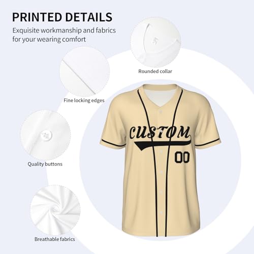 Camiseta de béisbol personalizada para hombres y mujeres en talla única color beige miniatura 5