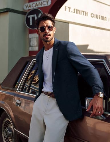 PJ PAUL JONES Mens Blazer Casual Sport Coats Lightweight One Button Suit Jacket for Summer2