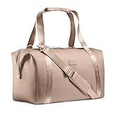Fit & Fresh Neoprene Weekender Bag for Women – Carry-On Friendly Travel Duffel with Expandable Sides, Trolley Sleeve & Pockets – Lightweight, Water-Resistant Overnight Bag for Weekend Trips, Taupe