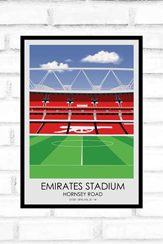 Hewson's Gifts Arsenal Football Stadium Print - Regalo para fanáticos del fútbol - Regalo para papá, hermano, hijo - Regalo de fútbol (tamaño A4)