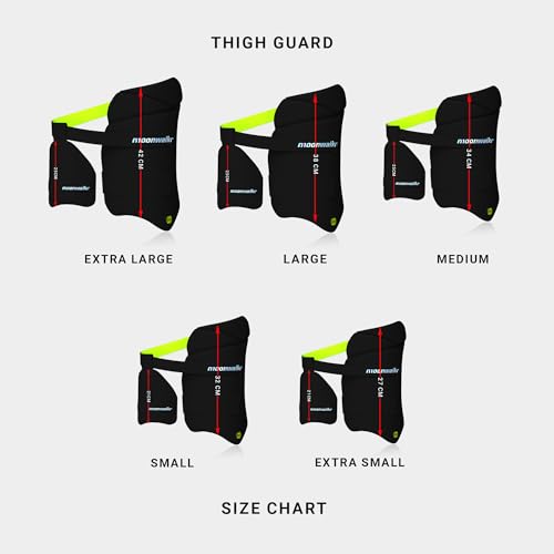 moonwalkr Cricket Thigh Guards 2.0 Lightweight Cricket Guard & Equipment Unisex Thigh Pads for Batter\'s Height (6\'3\"-6\'6\") Safeguarding Both Your Outer and Inner Thighs Black (X-Large, Right Hand).
