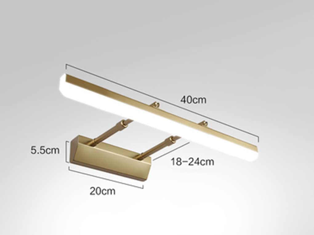Zi Yang Lampada a Specchio LED 40 cm per Bagno - 9W Luce da Muro Impermeabile 180° Regolabile - Bianco Freddo 6000k, D'oro