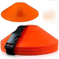 DOMTEK Footbal Cones Training for Kids – Stackable Flat Disc Soccer Cones with Carry Mesh Bag & Strap Pack of 24