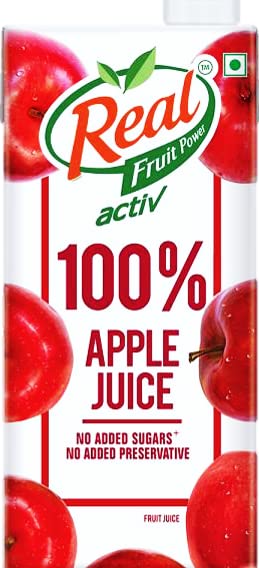 Real Active 100% Apple Juice with No Added Sugar or Preservatives 1L Unique