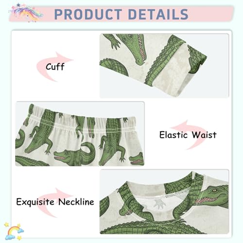 Pajama Sets Long Sleeve Crocodile Pattern Print Design Soft Comfy Sleepwear 2 Piece PJS 3-8T4