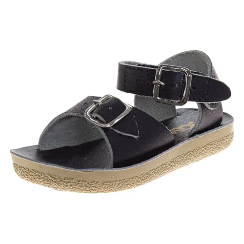 Josmo Salt-Water Sandal Sun-San Girl Leather Sandals Adjustable Buckle Shoes for Girls -Navy size 8 Toddler