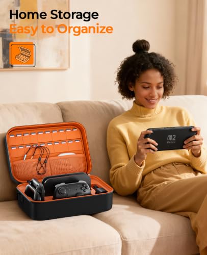 Image of COOWPS Switch 2 Case Bundle for Nintendo Switch 2, with 2-Pack Screen Protector, 6Pcs Thumb Grips, 20 Game Card Slots, Portable Travel Full Protection All In One Storage Case for Switch 2 Accessories