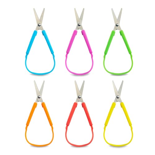 Special Supplies Mini Loop Scissors for Children and Teens and 5.5" Inches (6-Pack) Colorful Looped, Adaptive Design, Right and Lefty Support, Small, Easy-Open Squeeze Handles, For Special Needs by Special Supplies - Used condition - US$9.97