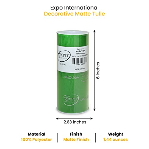 Image of Expo International Decorative Matte Tulle, Lightweight Polyester Tulle Fabric for Tutus, Costumes, and Party Decorations, Washable, Easy-to-Use, 6 Inch x 25 Yards, Green, Pack of 1