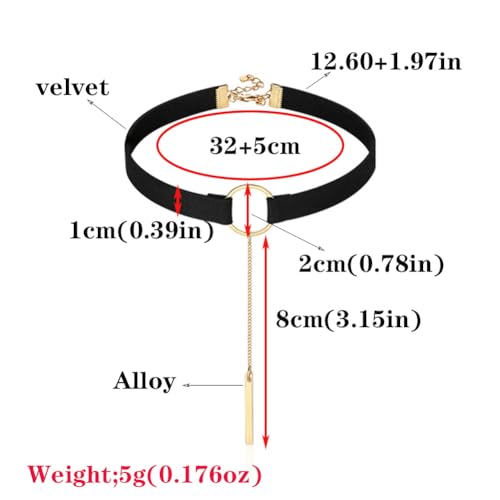 JczR.Y Fahion Wide Leather Choker Necklace Gold Silver Long Chain Bar Pendant Collar for Women Girls2