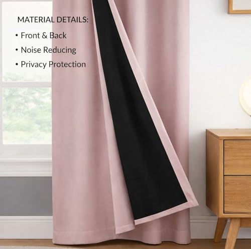 Image of 100% Blackout Curtains for Window- 5 Feet (Pack of 1) | Black Back Coated Fabric |Heat & Noise Insulation | Eyelet Curtains for Living Room & Bedroom |Lilac