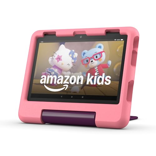 Image of Amazon Fire HD 8 Kids tablet (newest model), ages 3-7. With bright 8 inch HD screen. Includes ad-free and exclusive content, parental controls and 13-hr battery, 32GB, Disney Princess