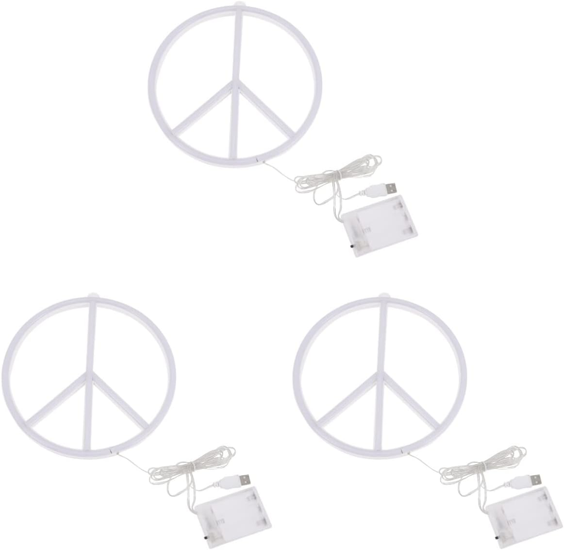 Uonlytech 3pcs Lighted Peace Sign Neon Peace Sign Night Light Interior Light USB Wall Decor Neon Sign for Bedroom Living Room Party