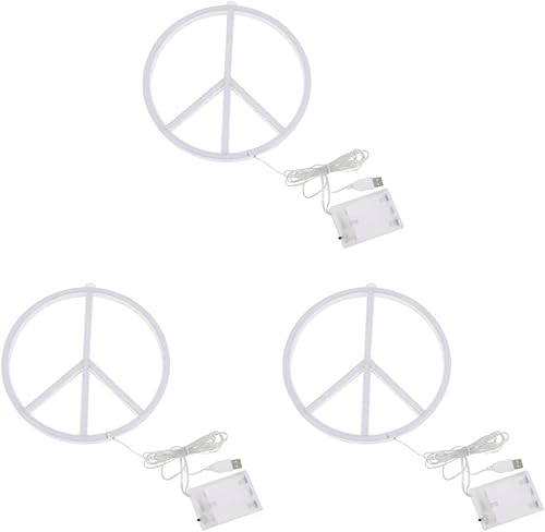 Miniatura 10 de Uonlytech Letreros de decoración LED de paz, signo de paz, símbolo de paz, luz de modelado LED de neón, lámpara de neón luminosa, señal de paz,